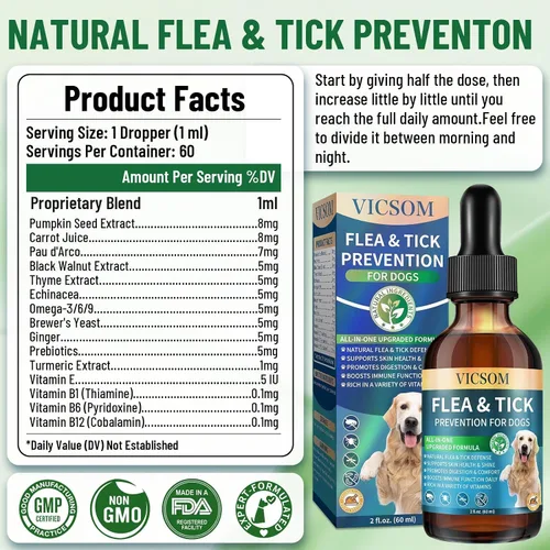 Vista 7 de Prevención natural de pulgas y garrapatas para perros, gotas para tratamiento de pulgas de perro, 2.0 fl oz