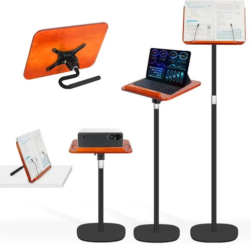 Vista 10 de Soporte para libros de pie 2 en 1, soporte plegable para libros para lectura con clips de página, altura ajustable de 19 a 51 pulgadas, soporte