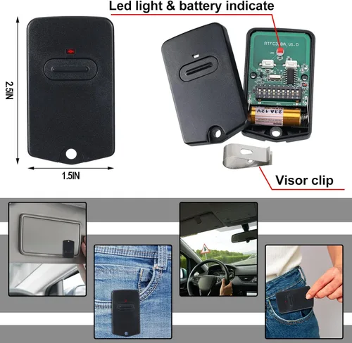Vista 2 de Kingdder 4 unidades de control remoto de apertura de puerta compatible con Mighty Mule RB741 Control remoto de puerta compatible con GTO RB741/FM135