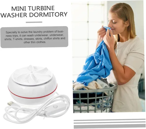 Vista 9 de KOMBIUDA Mini lavadora de 30 W con carga USB, lavadora de ropa portátil para dormitorio, lavabo compacto para viajes ligeros para camisas, vestidos