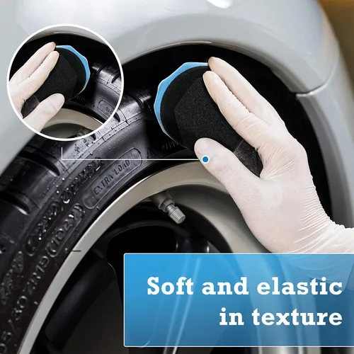 Vista 3 de 3 almohadillas aplicadoras de brillo de neumáticos, esponja de gel de espuma para decoración de automóvil húmedo, suministros de limpieza Negro