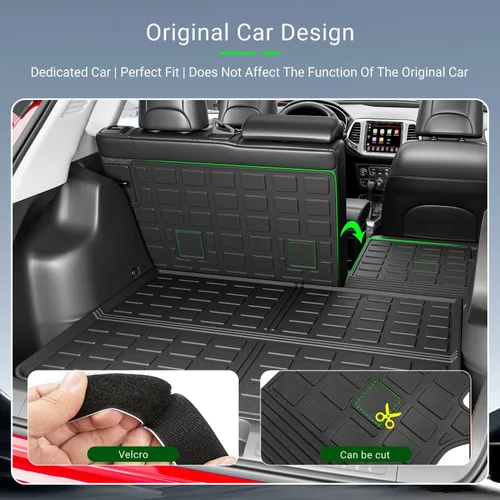 Vista 2 de Alfombrilla de maletero con respaldo Compatible con forros de carga Jeep Cherokee 2019-2023 de TPE, protector de asiento trasero de repuesto