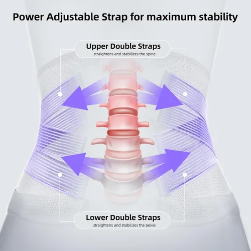 Vista 5 de FREETOO Soporte de espalda para mujeres con sistema de apoyo biónico, cinturón de soporte lumbar de punto ajustable, diseño de malla transpirable
