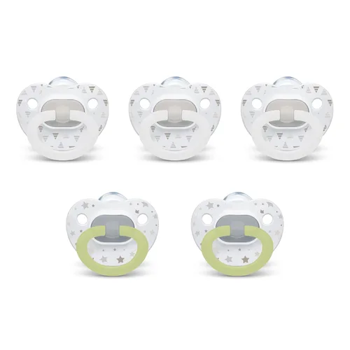 NUK Comfy - Chupetes de ortodoncia, colección atemporal, 0-6 meses, 5 unidades