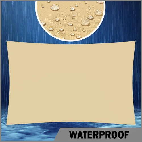 Vista 2 de ShadeMart 4' x 5' Beige Toldo impermeable de vela para sol, toldo rectangular personalizado resistente al agua, carpa de toldo para patio, jardín