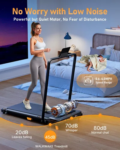 Vista 4 de Caminadora para caminar, WALKWAKE 8% inclinada para caminar, caminadora compacta debajo del escritorio para el hogar, capacidad de 330 libras