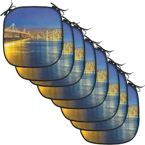 Vista 9 de Lunarable American Chair Cushion Pad, Massachusetts Flagg Holds a Bow and Pointing Downward Arrow, Seat Padding for Kitchen & Patio with Anti-Slip