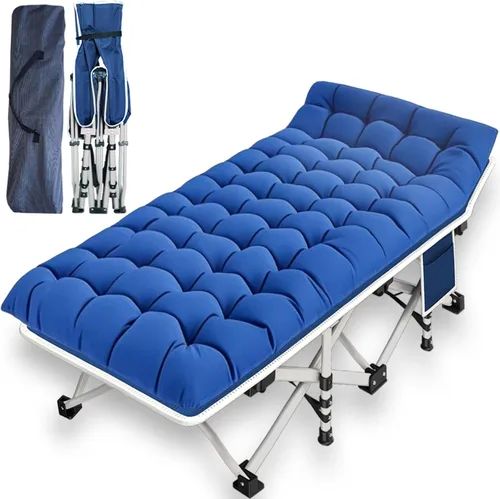 Vista 13 de Cuna de Camping con Colchón Cómodo Camas para Dormir Fácil de Montar Cama de Camping Resistente Cama Plegable Cama de Huésped con Bolsa