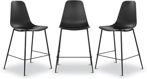 Vista 14 de Poly & BARK Isla - Juego de 4 sillas de cocina modernas, sillas de comedor de plástico con patas de metal, montaje rápido, sillas simples de café