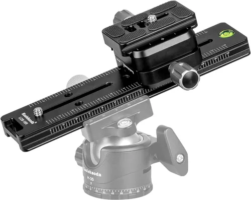 Vista 10 de koolehaoda QR-50B Abrazadera de placa de liberación rápida Adaptador de doble abrazadera compatible con Arca Swiss Plate RRS Rail Plate Nodal Slide