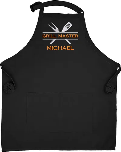 Grill Master Custom Apron With Pockets | Embroidered BBQ Apron For Men