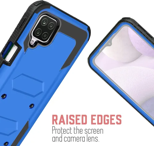 Vista 4 de Funda resistente para Samsung Galaxy A12 5G, con protector de pantalla integrado con soporte integrado + clip giratorio para cinturón para Galaxy