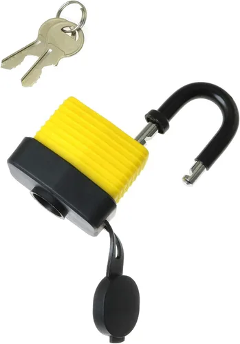 Vista 3 de Candado impermeable de 1.575 pulgadas (1.575 in), resistente a la intemperie, cubierta de acero laminado con 2 llaves para caja de medidor, hogar