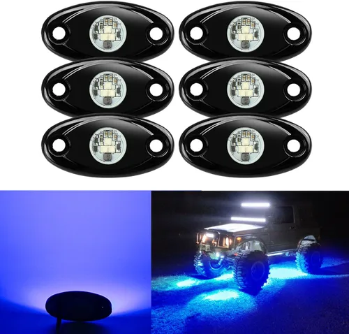 Vista 11 de 2 Cápsulas de Luces LED para Rocas, Ampper Luces LED de Neón Impermeables para Iluminación Inferior de Automóvil Camión ATV UTV SUV Todoterreno Azul