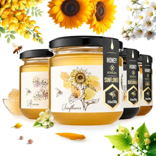 Vista 24 de HONIGMA® Miel de Acacia Marma Miel Cruda Auténtica de Ucrania 100% Pura y Sin Pasteurizar 1000g/35.2oz Puede Llegar Parcialmente