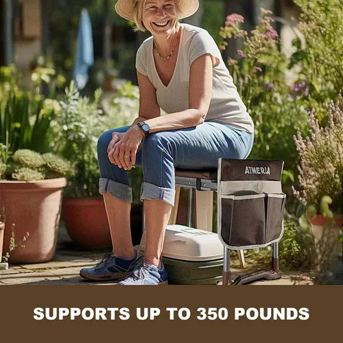 Vista 6 de Aimerla K5 Asiento Arrodillador Plegable - Resistente - (Almohadilla Desmontable Cloud para Arrodillarse) - Taburete de Jardín - 2 Bolsas Grandes