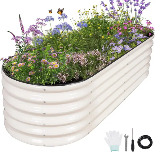 Vista 18 de Cama de jardín elevada galvanizada para exteriores, camas elevadas para jardinería, caja de maceta de metal, kit de cama de jardín elevada de acero