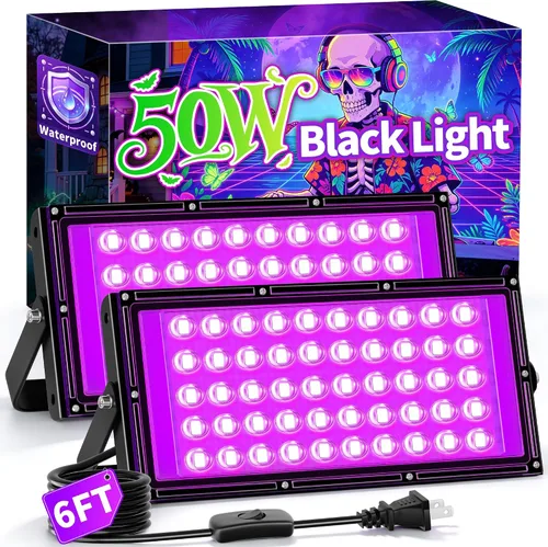 Luz LED negra de 50 W, IP66 impermeable luces de Halloween para fiesta de