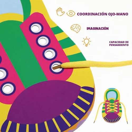 Vista 4 de NUOBESTY Práctica de corbata de zapatos para niños, tabla de práctica