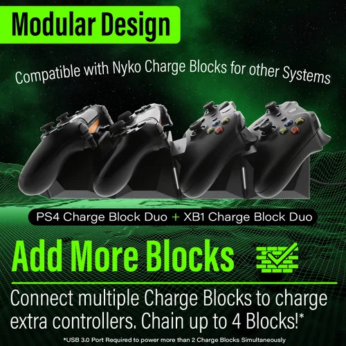 Vista 5 de Nyko Xbox One Power Kit Plus - Rechargeable Battery Kit with 2 Batteries, Micro-USB Charge Cable Not Compatible with Xbox SX Not Compatible with