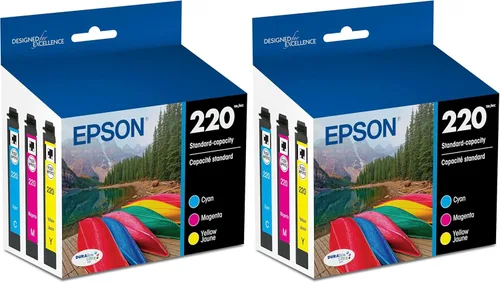 Epson 220 DURABrite Ultra Ink Paquete combinado de color de capacidad estándar (T220520-S) funciona con Workforce WF-2630,2650,2660,2750,2760 y