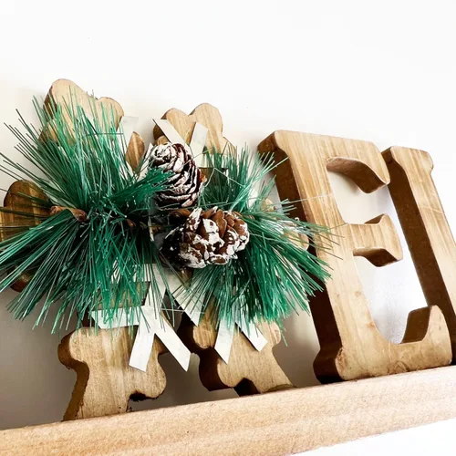 Vista 5 de Letrero de madera con letras de mesa, decoraciones de Navidad, letreros de bloque de palabras de madera, decoración de centros de mesa de invierno