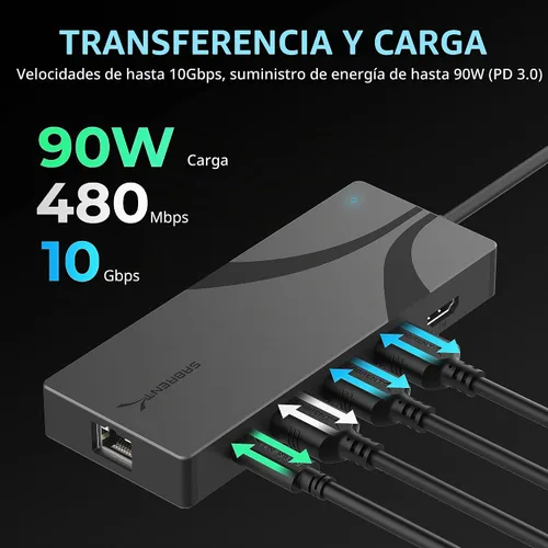 Vista 4 de Sabrent USB de 4 puertos 3.0 Hub con interruptores individuales de energía y LEDs (HB-UM43)