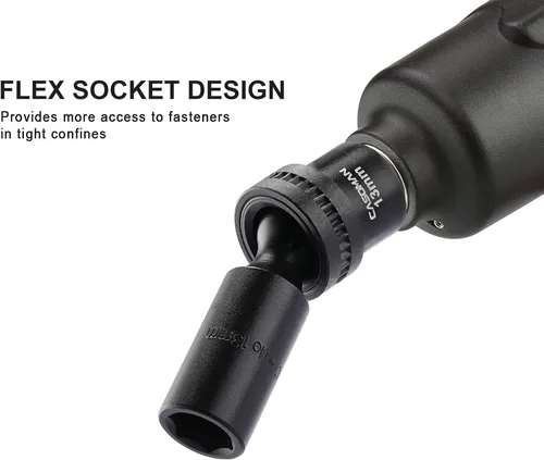 Vista 7 de CASOMAN 10 piezas de 1/2 pulgada de profundidad Juego de llaves de impacto universal métrico, 10-19mm