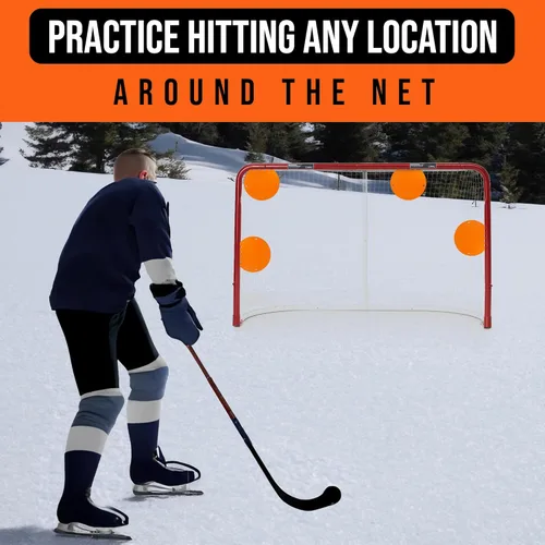 Vista 7 de Top Shelf Targets Paquete de 4 objetivos magnéticos de hockey y lacrosse, 8 pulgadas, naranja
