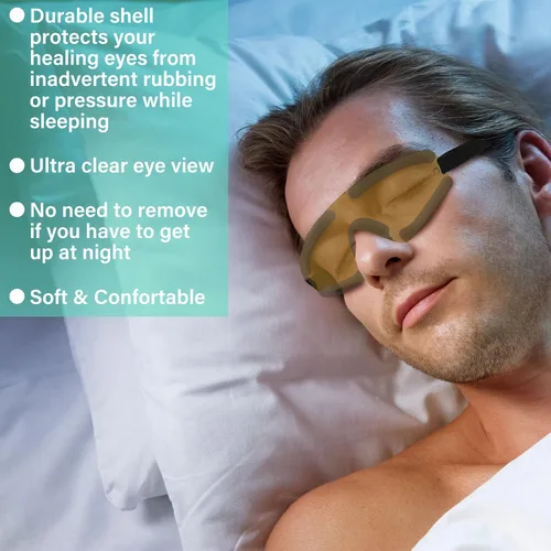 Vista 7 de Kingdder Escudo de ojos marrón para dormir gafas protectoras con correa ajustable y acolchado suave, sensibilidad de los ojos a la luz, bolsa