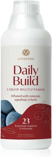 PURE Daily Build Suplemento dietético líquido multivitamínico y mineral/herbario con superfrutas, 1 botella de 32 onzas líquidas (32.0 fl oz)