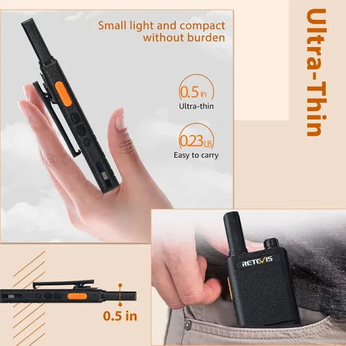 Vista 2 de Retevis RT22P Walkie Talkies de largo alcance, radios bidireccionales FRS recargables con auricular para adultos, nueva versión de RT22 (2.0)