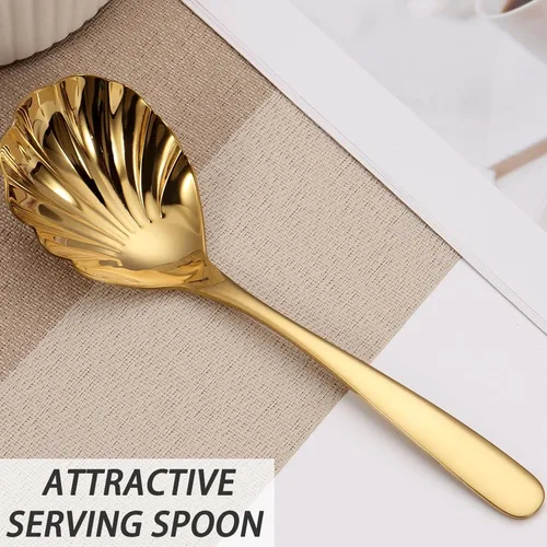 Vista 3 de Cuchara grande para servir, de acero inoxidable, utensilios de servir para fiestas, bufé, cena, banquete, cocina, básicos, aptos para lavavajillas