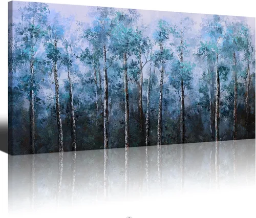 Vista 26 de Pogusmavi Decoración de pared para sala de estar, arte de pared para sala de estar, lienzo artístico/cuadros para dormitorio Diente de león azul