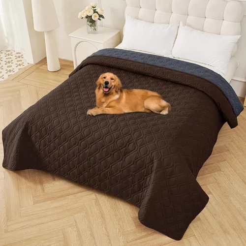 Vista 154 de Smiry Funda impermeable para cama de mascota, suave y lavable, para muebles, cama, sofá, reversible, a cuadros (30 x 53 pulgadas, color beige/beige)
