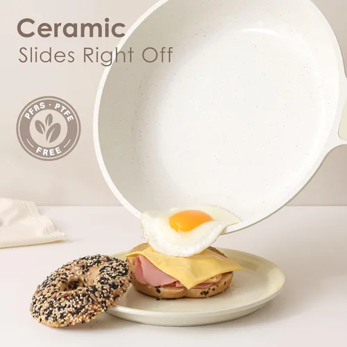 Vista 2 de SENSARTE Sartén antiadherente de cerámica de 8 pulgadas, sartén saludable no tóxica, sartén para tortilla compatible con inducción con mango