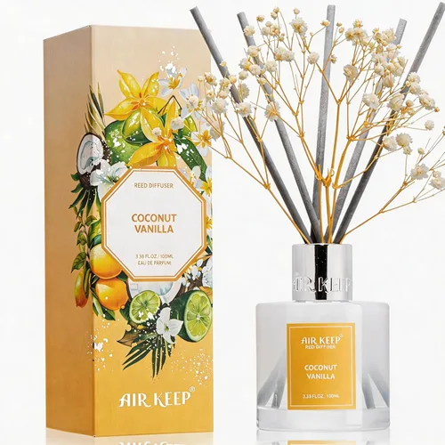 Vista 52 de Airkeep Juego de difusor de varillas – 3.38 onzas líquidas (3.4 fl oz), difusor de aroma de bambú para el hogar, incluye 8 varillas difusoras