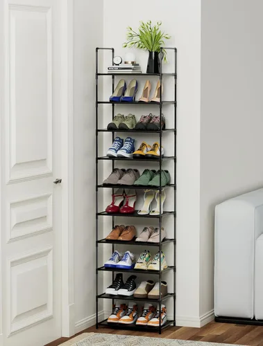 Vista 2 de fiducial home – Zapatero de 10 niveles, para 20 a 25 pares, estante robusto para zapatos