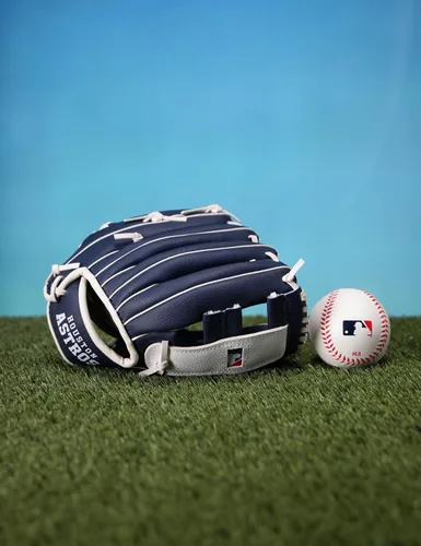 Vista 4 de Franklin Sports MLB - Juego de guantes y pelotas de teeball para jóvenes, béisbol y teeball para niños, guante perfecto para primeros niños, 9.5