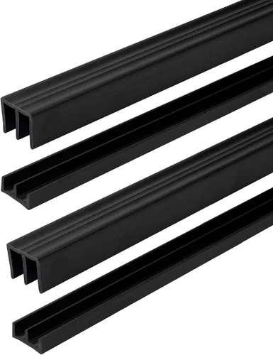 Vista 11 de Riel de puerta corredera de panel de 1/4 pulgadas, juego superior e inferior de plástico negro de 48 pulgadas, fabricado en EE. UU., paquete de 1