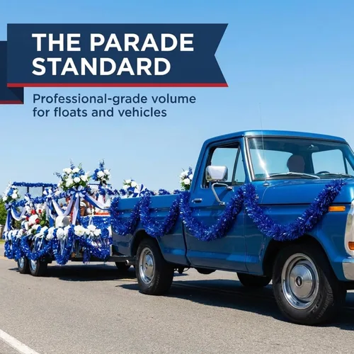 Vista 3 de TCDesignerProducts Guirnalda de vinilo azul oscuro, rollo de 4 x 25 pies, decoraciones flotantes de desfile para remolque o carrito de golf