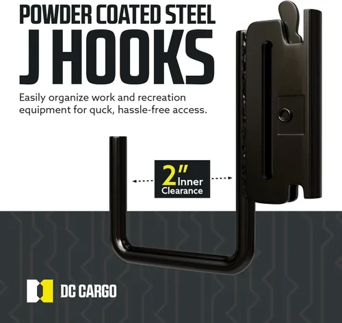 Vista 2 de DC Cargo - Ganchos J de pista E (5,08 cm - Paquete de 4) - Accesorios verticales de pista E - Ganchos para colgar para su sistema de riel de pista E