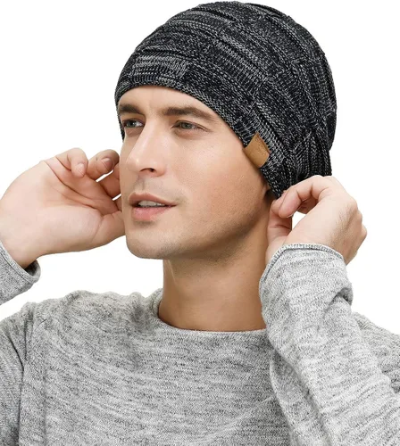 Vista 4 de Vgogfly Slouchy Beanie for Men Winter Hats for Guys Cool Beanies Mens Lined Knit Warm Thick Skully Stocking Binie Hat