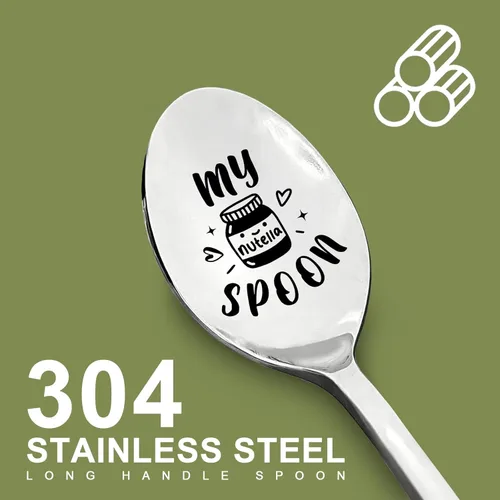 Vista 6 de Cuchara Nutella de acero inoxidable, cuchara My Nutella para pastel de postre, regalo para amantes de Nutella, mujeres y hombres, regalo de Navidad