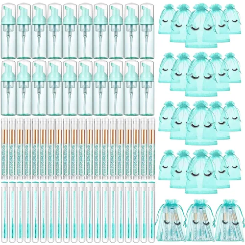 Vista 7 de Zhehao Kit de 80 Piezas de Cepillos para Botellas de Champú de Pestañas, 20 Dispensadores con Bomba de Espuma, 20 Cepillos de Champú para Pestañas