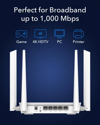 Vista 6 de Cudy WR3000S AX3000 Router de malla WiFi 6 de doble banda, 5 puertos Gigabit Ethernet RJ45, 4 antenas, MU-MIMO, OpenVPN, Wireguard, Zerotier, Ipsec