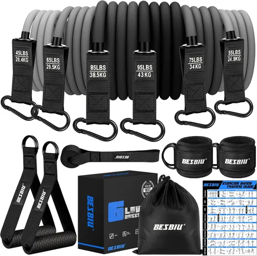 Vista 11 de Heavy Resistance Bands for Working Out, 300lbs/360lb/420lb Exercise Bands Workout Bands with Handles, Door Anchor, Ankle Straps, Home Gym Workout