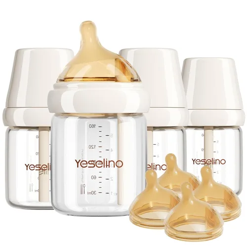 Vista 11 de Biberón de cristal natural para lactancia, con sistema de ventilación anticólicos, sin BPA, 3 onzas con pezón de flujo lento, 0-6 meses, paquete