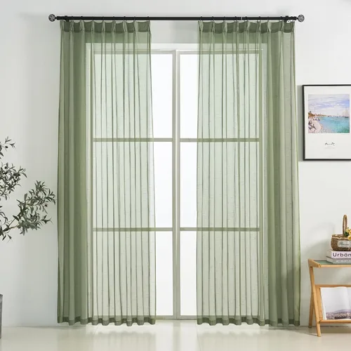 Vista 25 de Cortinas plisadas con aspecto de lino negro de 84 pulgadas de largo, 2 paneles de cortinas y cortinas de filtro de luz con textura rústica, cortina