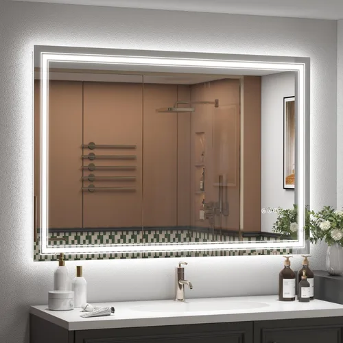 Vista 18 de Espejo de baño LED de 20x28 pulgadas, espejo de tocador con luces, espejo retroiluminado y con luz frontal para la pared, regulable, antivaho, a